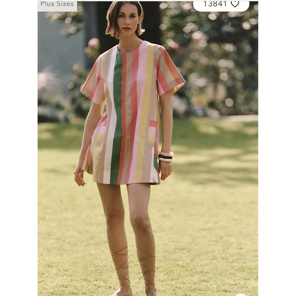 Anthropologie Maeve Womens Small The Emmy Short Sleeve Swing Mini Dress Striped